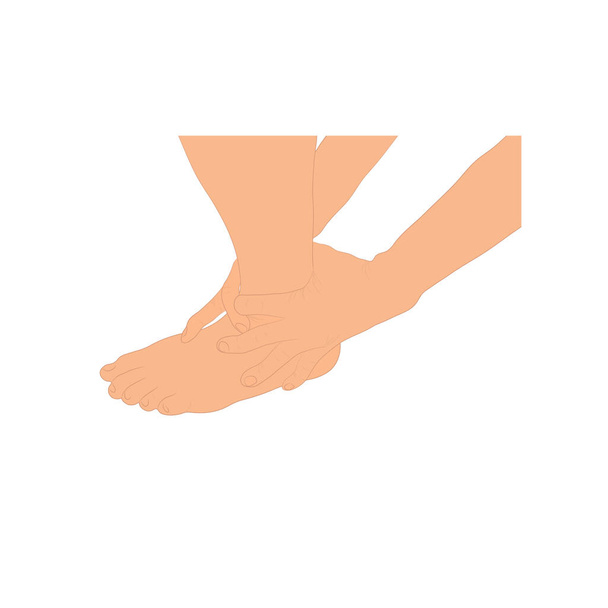  uomo tenendo caviglia perché legamento nella caviglia ferita, grafica disegno vettoriale illustrazione su sfondo bianco - Vettoriali, immagini