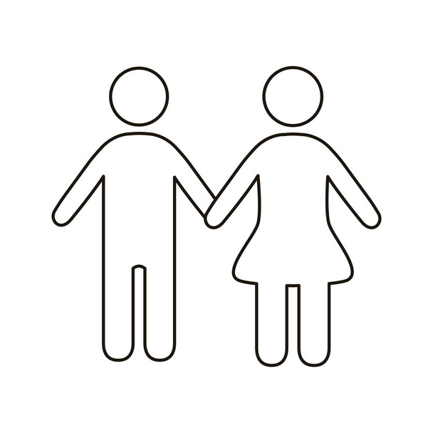 couple figures line style icon - Vector, Image
