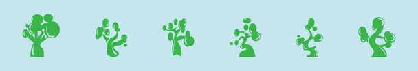 zestaw baobabu lub afrykański wzór ikony drzewa kreskówki z różnych modeli. ilustracja wektor izolowane na niebieskim tle - Wektor, obraz