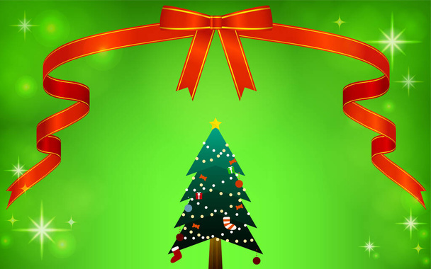 Ilustração da árvore de Natal com fita - Vetor, Imagem