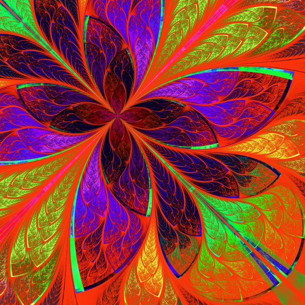 Hermosa flor fractal multicolor en estilo vidriera
 - Foto, Imagen