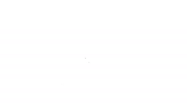 Icono de Espátula de línea negra aislado sobre fondo blanco. Icono de espátula de cocina. Signo de espátula de barbacoa. Barbacoa y parrilla. Animación gráfica de vídeo 4K - Metraje, vídeo