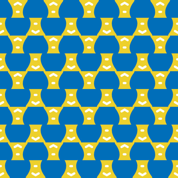 Fundo de textura padrão sem costura vetorial com formas geométricas, colorido em cores azul, amarelo e branco. - Vetor, Imagem
