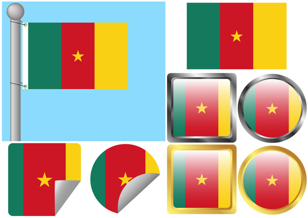 ustawiona flaga Kamerunu - Wektor, obraz