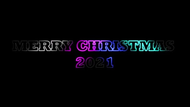 Feliz Navidad y año nuevo Tema, animaciones de texto en 3D y efectos 3D en palabras o letras junto con Multicolor difusión y conmovedores e iluminadores efectos de luz, celebración de Navidad, luces de Navidad - Metraje, vídeo