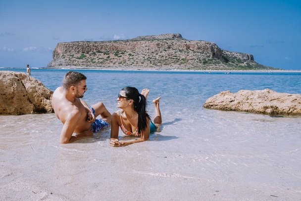 Balos Beach Cret Yunanistan, Balos plajı Yunanistan 'ın en güzel plajlarından biri.  - Fotoğraf, Görsel