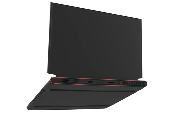 3d rendering of modern gaming laptop with rgb lights isolated on white - Foto, imagen