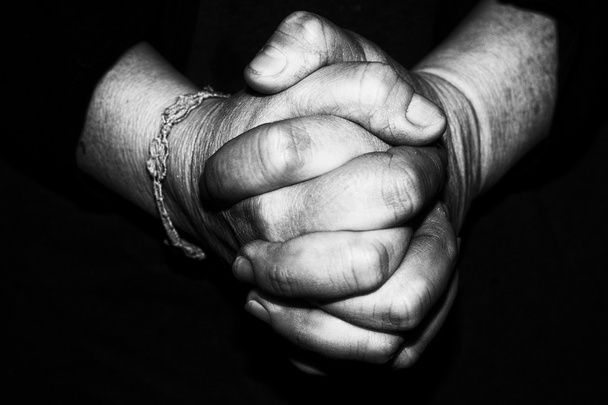 old retired woman crossed hands - Fotó, kép
