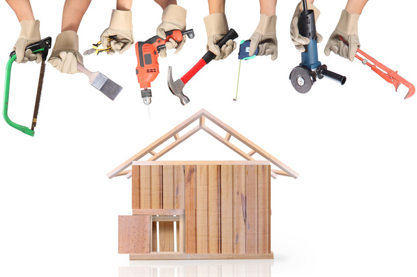 Selection of tools in the shape of a house - Photo, Image