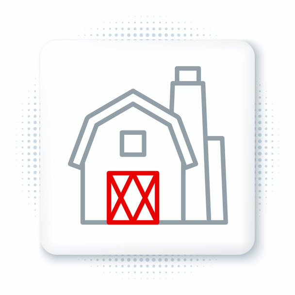 Line Farm House koncept ikona izolované na bílém pozadí. Rustikální zemědělská krajina. Barevný koncept. Vektor. - Vektor, obrázek