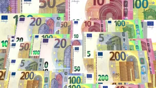 τραπεζογραμμάτια ευρώ που ρέουν σε αφηρημένη μορφή κινουμένων σχεδίων - Πλάνα, βίντεο