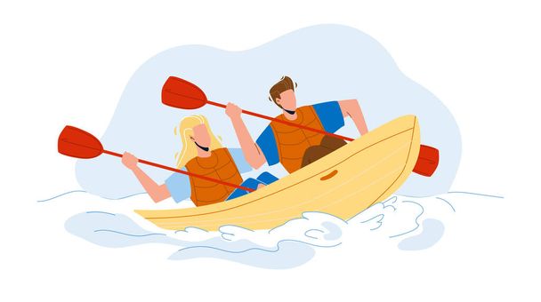 Kayak Couple voyageur Ensemble Illustration vectorielle - Vecteur, image
