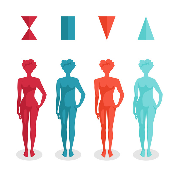 kształtów kobiecego ciała - cztery typy - Wektor, obraz