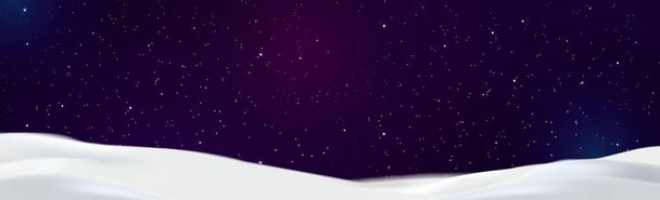 La nieve se desplaza sobre el fondo del cielo estrellado nocturno - Ilustración - Vector, imagen