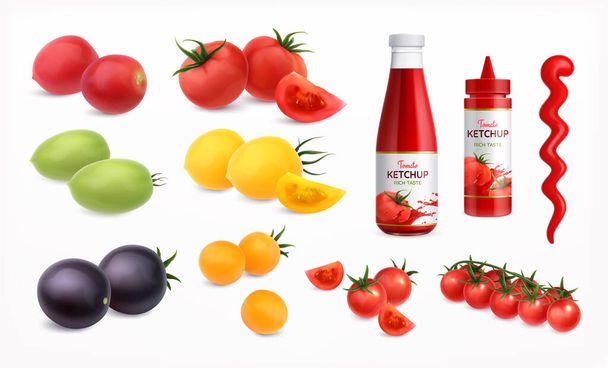 Sada realistických ikon rajčat - Vektor, obrázek