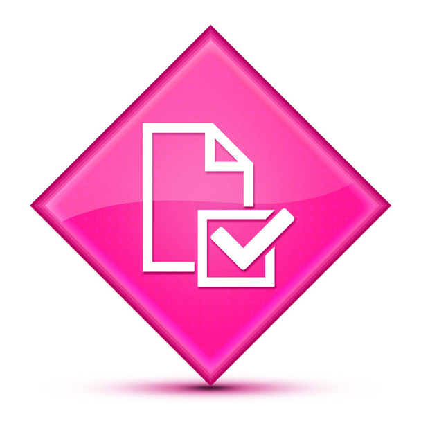 Felmérés (Checklist ikon) elszigetelt luxus hullámos rózsaszín gyémánt gomb elvont illusztráció - Fotó, kép