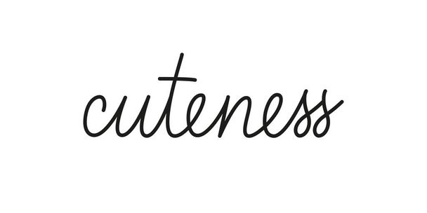 Cuteness phrase handwritten by one line. Monoline vector text element isolated on white background. Simple inscription.  - Vektor, kép