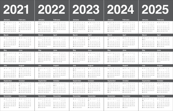 2021年2022年2023年2024年2025年カレンダーベクトルデザインテンプレート,シンプルかつきれいなデザイン - ベクター画像