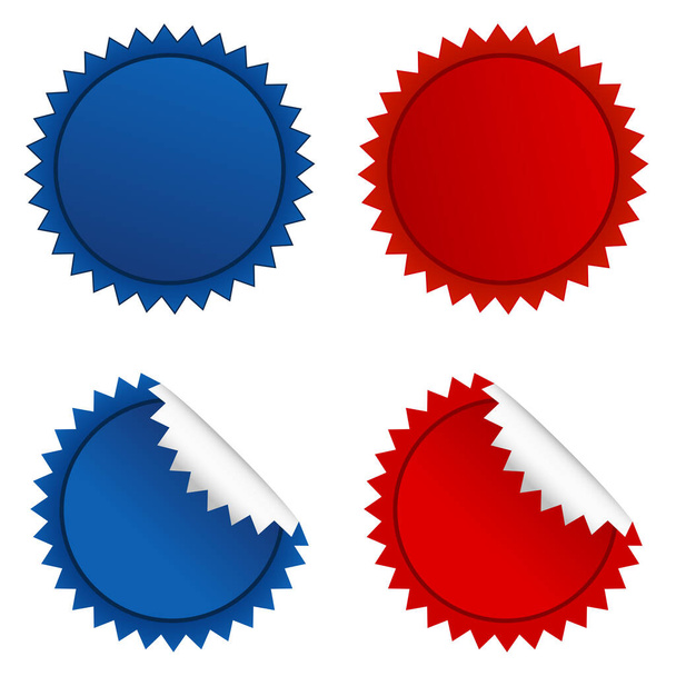 Campaign badges collection.Vector illustratie van rode en blauwe starbursts set. - Vector, afbeelding