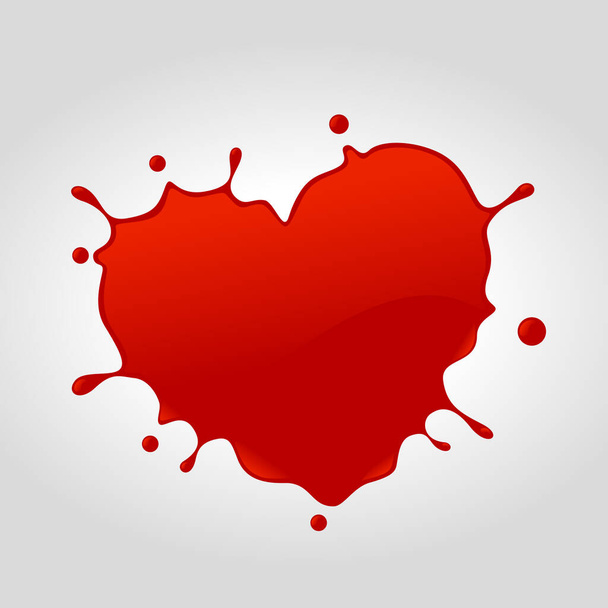Red heart shape vector splash.Vector illustration of splash with love concept. - Διάνυσμα, εικόνα