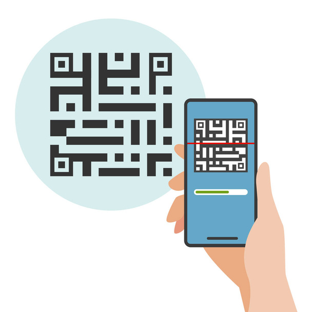 Numérisez le code QR sur smartphone.Illustration vectorielle du code QR numérisé avec téléphone portable. - Vecteur, image