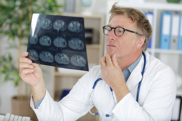 a radiologist looking at x-ray - Foto, Bild