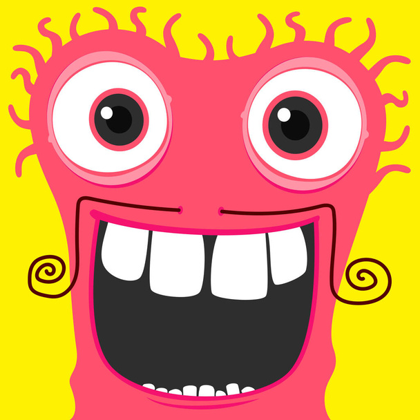 Funky Monster Charakter lächeln.Vector glücklich Monster Illustration aus funky Monster Charaktere Sammlung. - Vektor, Bild