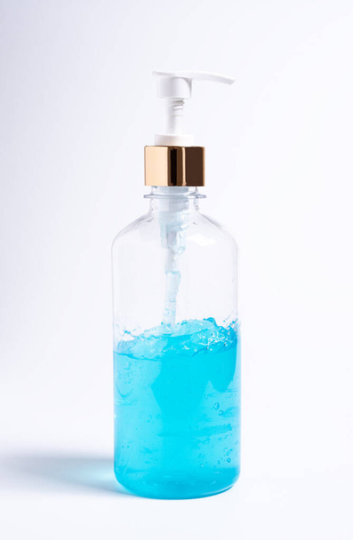 Alcohol gel on white background, Corona virus or covid-19 concept - Photo, Image