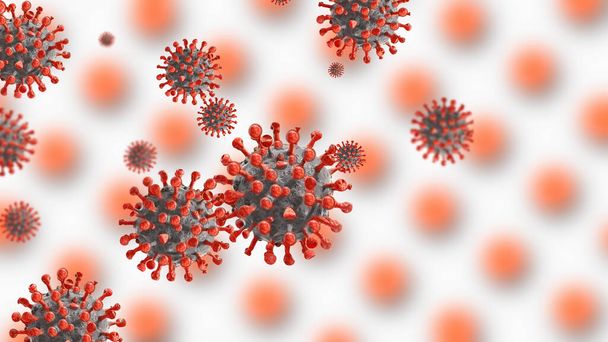 Imagem da célula do vírus da gripe COVID-19. Coronavirus Covid 19 surto de gripe de fundo. Risco médico pandémico. Conceito de ilustração 3D. - Foto, Imagem