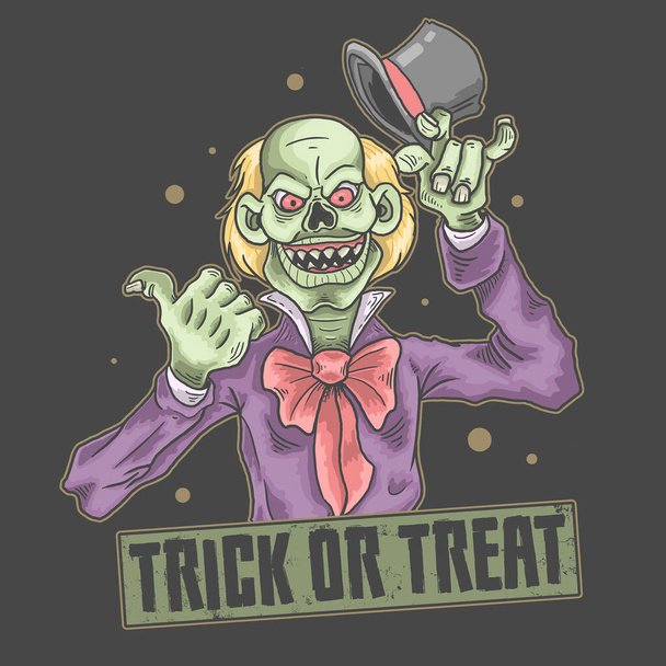 Halloween clown horror trucco o trattare illustrazione vettore - Vettoriali, immagini