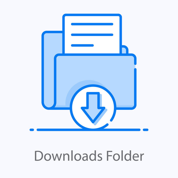 Downward arrow with folder, download folder icon style  - Вектор,изображение