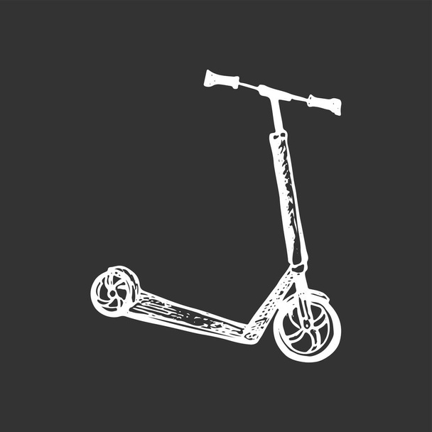 Scooter sketch isolated on grey background. Eco alternative transport concept. Vector Han-drawn illustration - Вектор,изображение