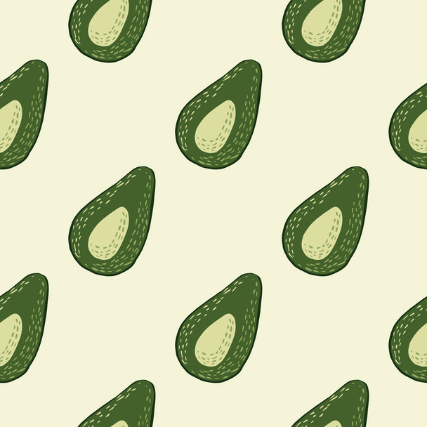 Simple diagonal avocado ornament seamless isolated pattern. Green raw shapes on white background. Perfect for wallpaper, textile, wrapping paper, fabric print. Vector illustration. - Vetor, Imagem