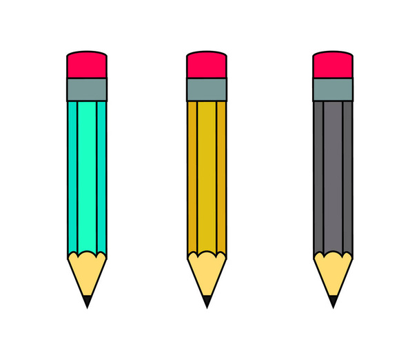 Colored pencils on a white background. Vector illustration. - Vector, Image