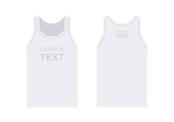 Men's White tank top. Men's sleeveless tank top in front and back views. isolated on white background - Vector, Image