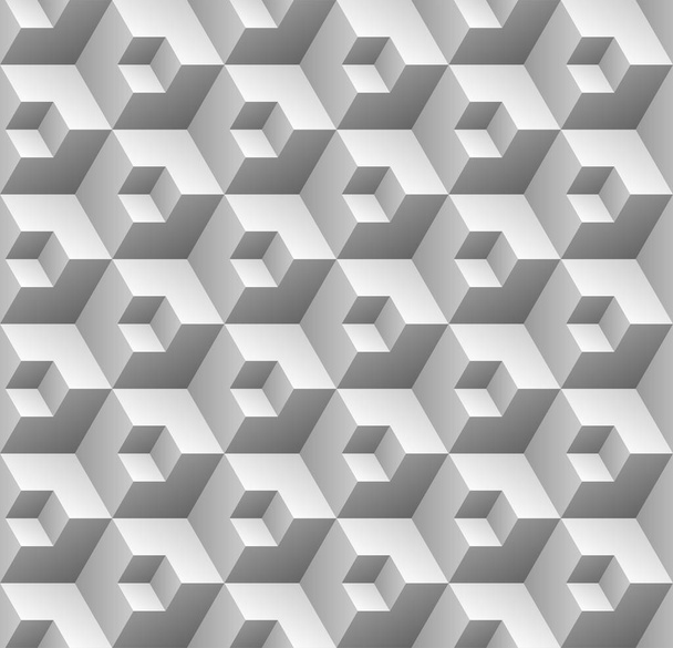 白い抽象的なシームレスな幾何学模様、ブロックの壁紙デザイン内の半分ブロック - ベクター画像