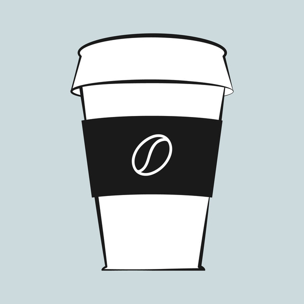 Papírový šálek kávy ikona, odnést koncept, plochý náčrtek grafický styl pro web design projekty. - Vektor, obrázek