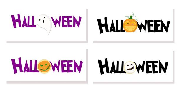 Vector lettering Happy Halloween. Cheerful illustration. Isolated on white background. - Vector, Image