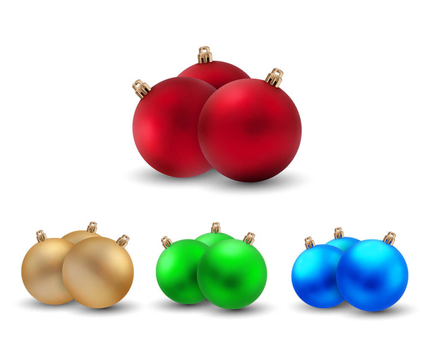 Set of multi-colored vector Christmas tree toys - balls - Вектор,изображение