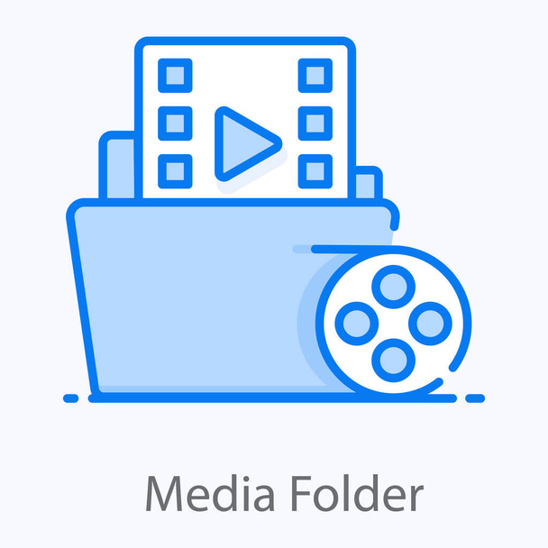 Media folder, reel with folder data storage  - Vetor, Imagem