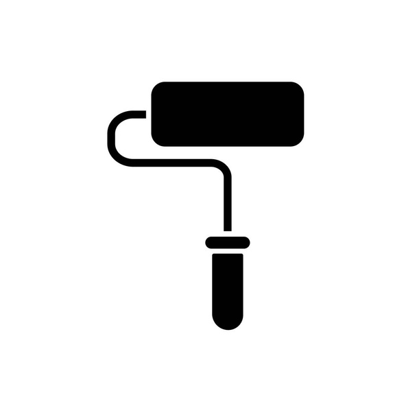 Icône de rouleau de peinture noir isolé sur fond blanc. Symbole de peinture moderne, simple, vectoriel, icône pour la conception de site Web, application mobile, ui. - Vecteur, image