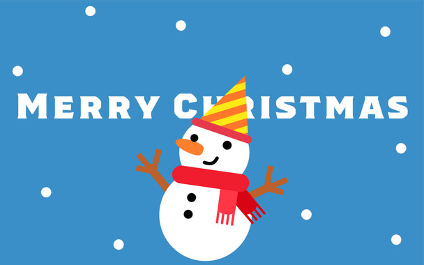 雪だるま付きのクリスマスカード - ベクター画像