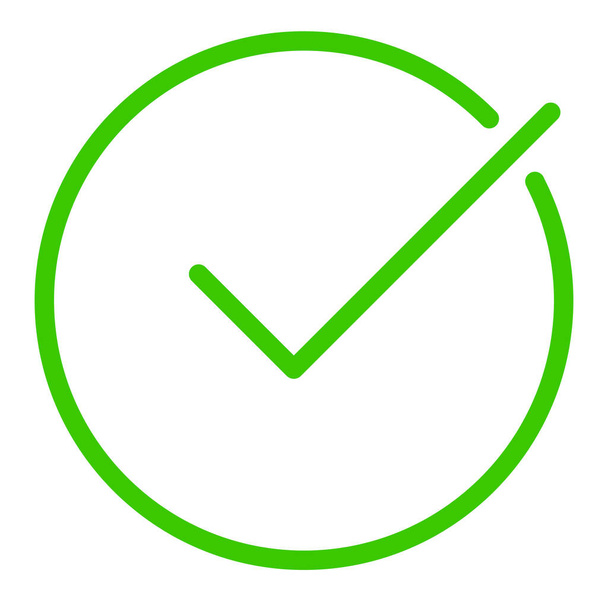 Groene Controleer of Tik merk geïsoleerd op witte achtergrond - Vector, afbeelding
