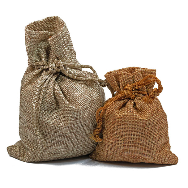 Two small jute bags against a white background - Photo, Image