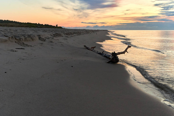 Napkelte a Balti-tengeren, Lengyelország, Hel strand - Fotó, kép