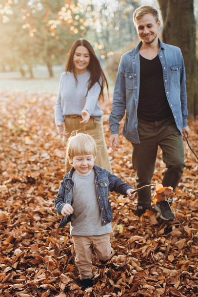 happy family in autumn park - Photo, Image