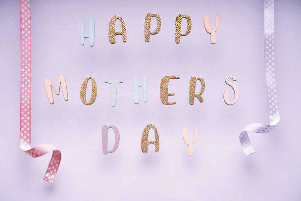 happy mothers day minimal pastel greeting card , frame, banner with holidays decorations. - Foto, Imagem