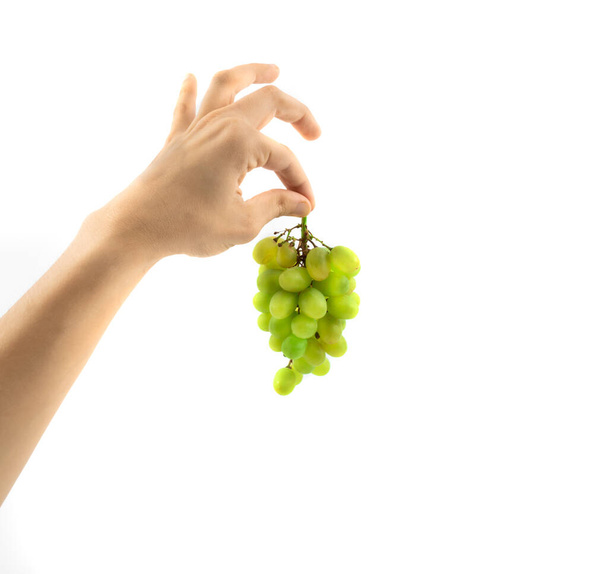 Fresh green grapes. Isolated on white - Φωτογραφία, εικόνα