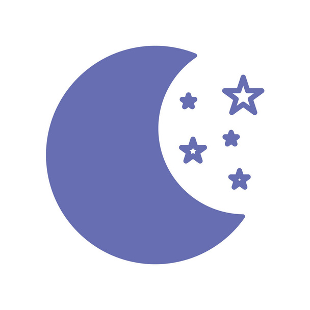 moon with stars line and fill style icon vector design - Vector, Image