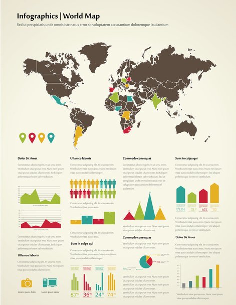 Conjunto de elementos de infografía. Mapa del mundo
 - Vector, Imagen
